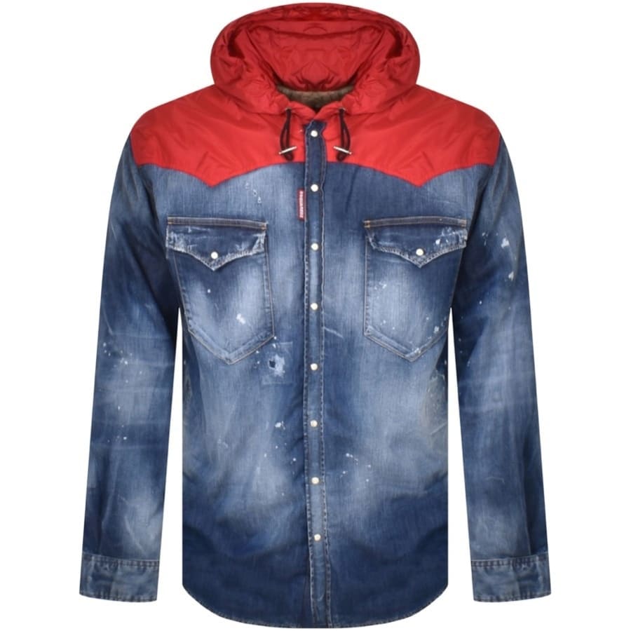 DSQUARED2 Techno Hooded Denim Jacket Blue Mainline Menswear
